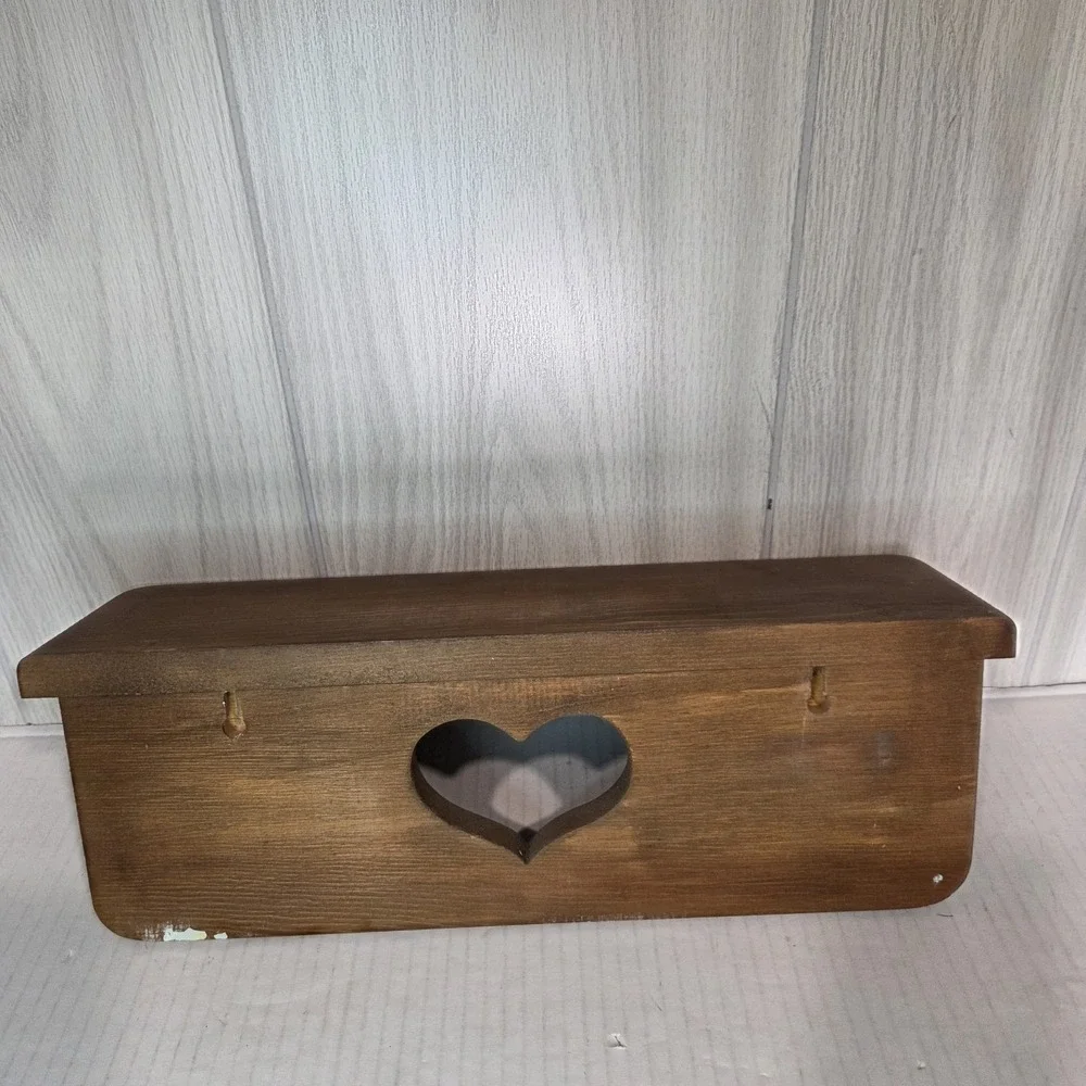 Wooden Heart Shelf With Pegs Cottagecore Farmhouse Country Rustic